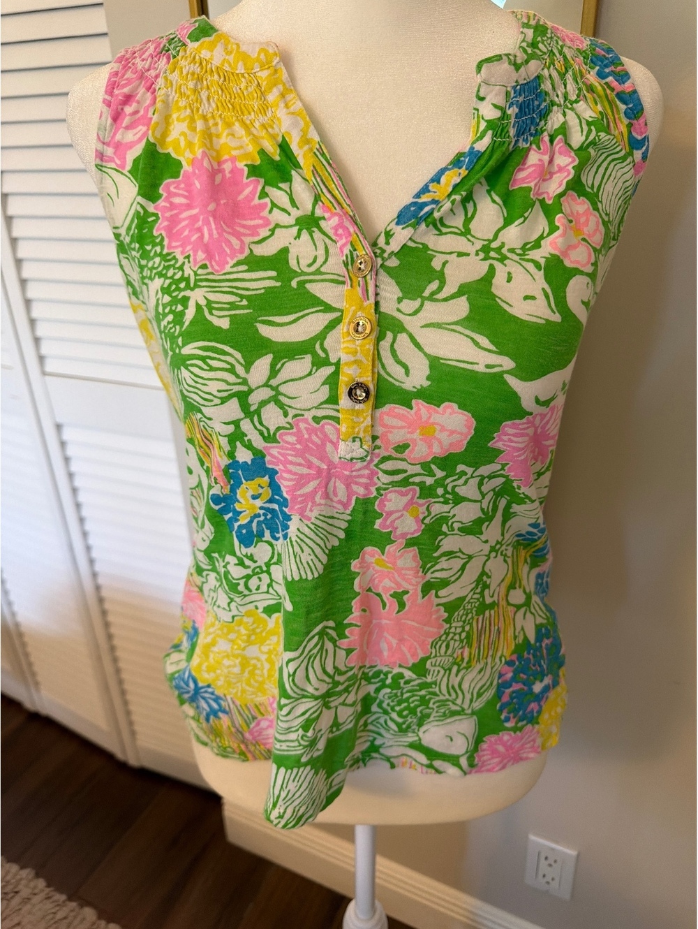 Lilly Pulitzer Essie Tank top “Hibiscus Stroll” SZ XXS